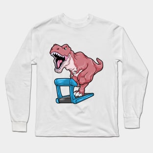 Dinosaur at Jogging on Treadmill Long Sleeve T-Shirt